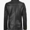 Womens Two Button Notch Lapel Black Leather Blazer Jacket