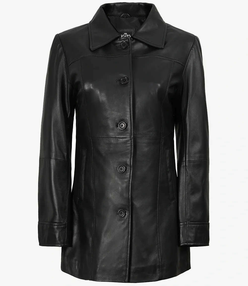 imgi_58_women_black_leather_car_coat__82598_zoom Womens Black 3/4 Length Button Down Leather Coat
