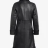 Women's 3/4 Length Black Leather Shearling Coat