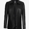 Marsha Womens Black Leather Car Coat