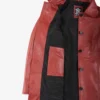 Womens Real Lambskin Leather Red Car Coat