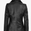 Womens Two Button Black Premium Leather Blazer