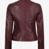 Women's Burgundy Leather Biker Style Jacket