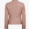 Dodge Light Pink Biker Style Leather Jacket for Women