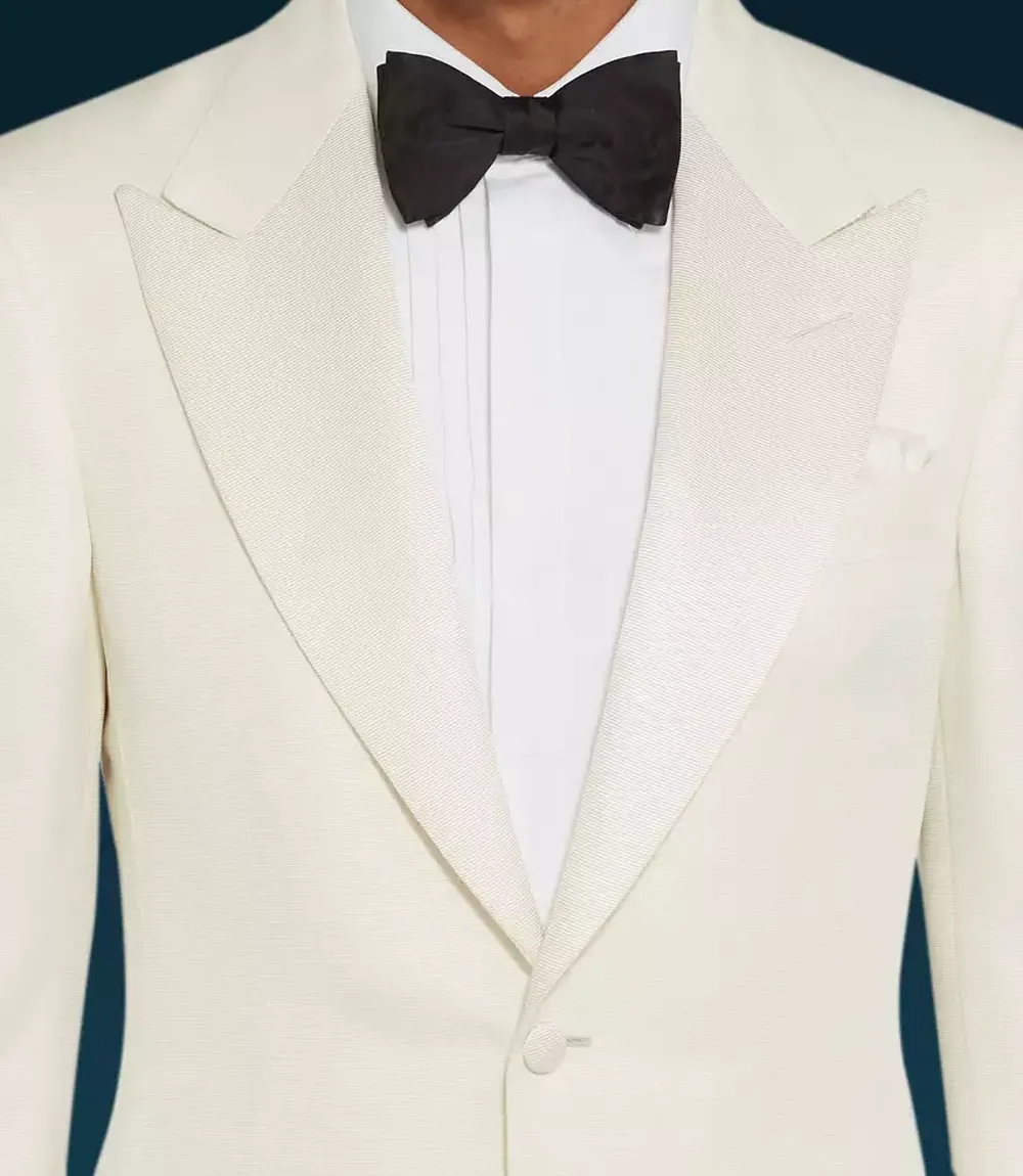 Men's Ivory White Peak Lapel Two Button Dinner Jacket Men's Ivory White Peak Lapel Two Button Dinner Jacket