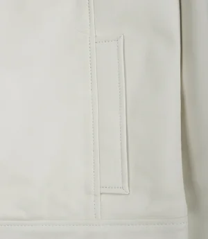 Mens Shirt Collar Off White Harrington Leather Jacket