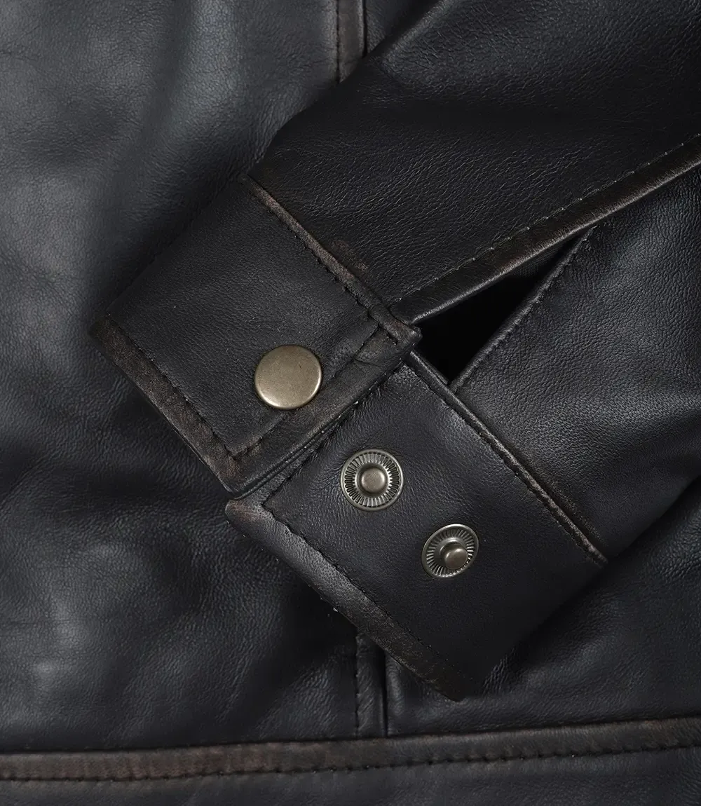Mens Shirt Collar Classic Distressed Brown Leather Jacket Mens Shirt Collar Classic Distressed Brown Leather Jacket