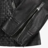 Maude Black Textured Leather Jacket for Women