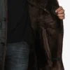 Men's 3/4 Length Black Leather Shearling Coat
