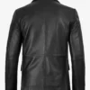 Mens Two Button Black Leather Blazer - Notch Lapel