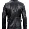 Mens Two Button Notch Lapel Black Leather Blazer