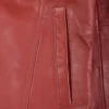 Womens Real Lambskin Leather Red Car Coat