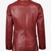 Womens Two Button Red Waxed Leather Blazer