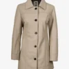 Women's Real Lambskin Leather 3/4 Length Beige Coat