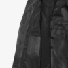 Women's Long Black Leather Car Coat - Notch Lapel