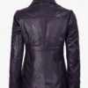 Womens Three Button Purple Leather Blazer