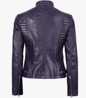 Rachel Womens Purple Biker Style Leather Jacket
