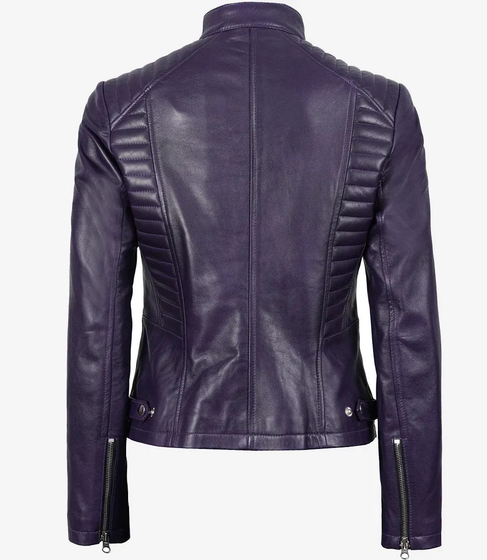 Rachel Womens Purple Biker Style Leather Jacket Rachel Womens Purple Biker Style Leather Jacket