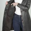 Women's Distressed Brown 3/4 Length Leather Coat