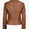 Women's Slim Fit Tan Lambskin Leather Jacket