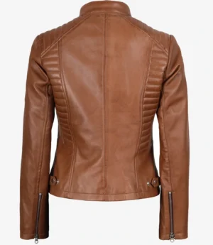 Women's Slim Fit Tan Lambskin Leather Jacket