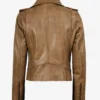 Women's Real Leather Camel Brown Biker Style Jacket