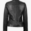Maude Black Textured Leather Jacket for Women