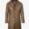 Mens 3/4 Length Lambskin Leather Brown Coat