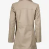 Women's Real Lambskin Leather 3/4 Length Beige Coat