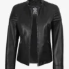 Carrie Black Leather Jacket for Women - Biker Style