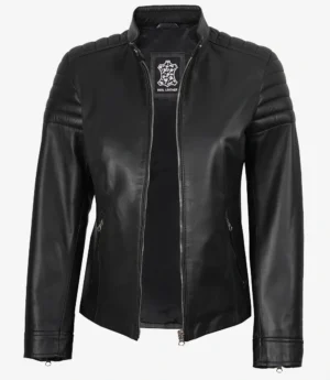 Carrie Black Leather Jacket for Women - Biker Style