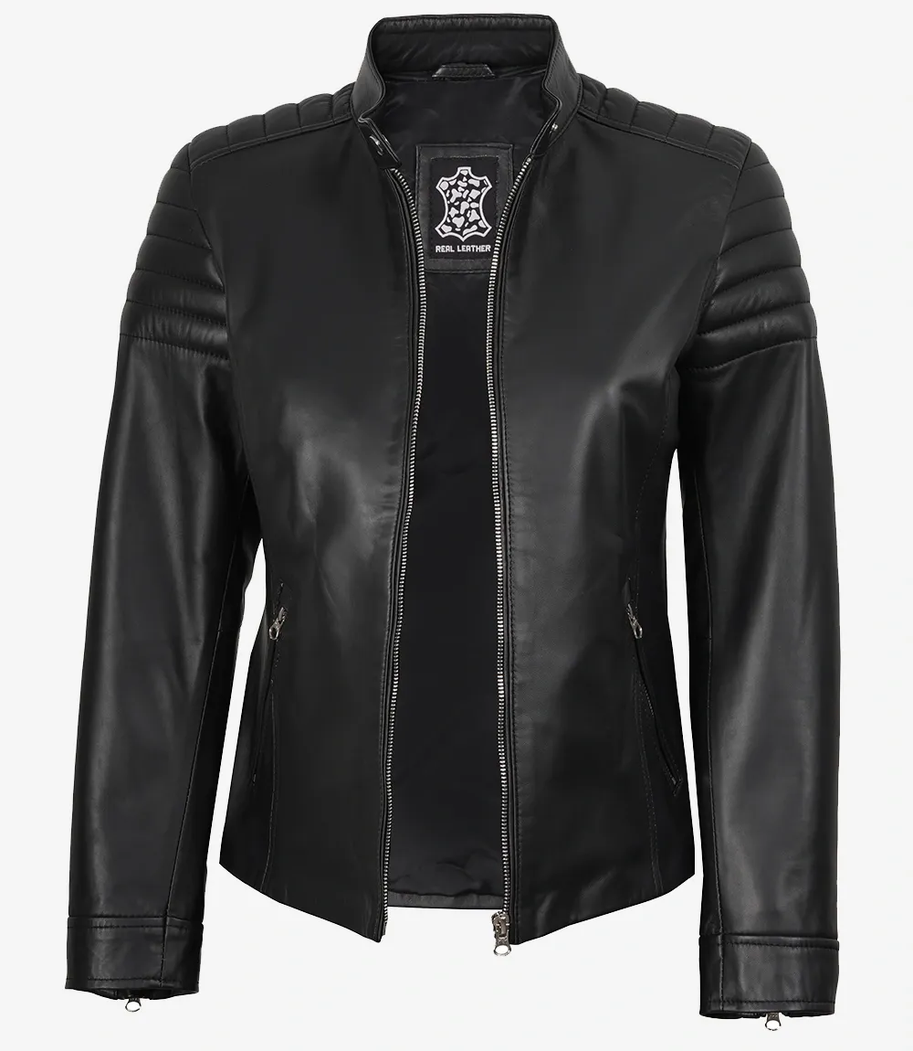 Carrie Black Leather Jacket for Women - Biker Style Carrie Black Leather Jacket for Women - Biker Style