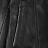 Womens Black 3/4 Length Button Down Leather Coat