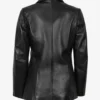 Women's Two Button Black Leather Blazer