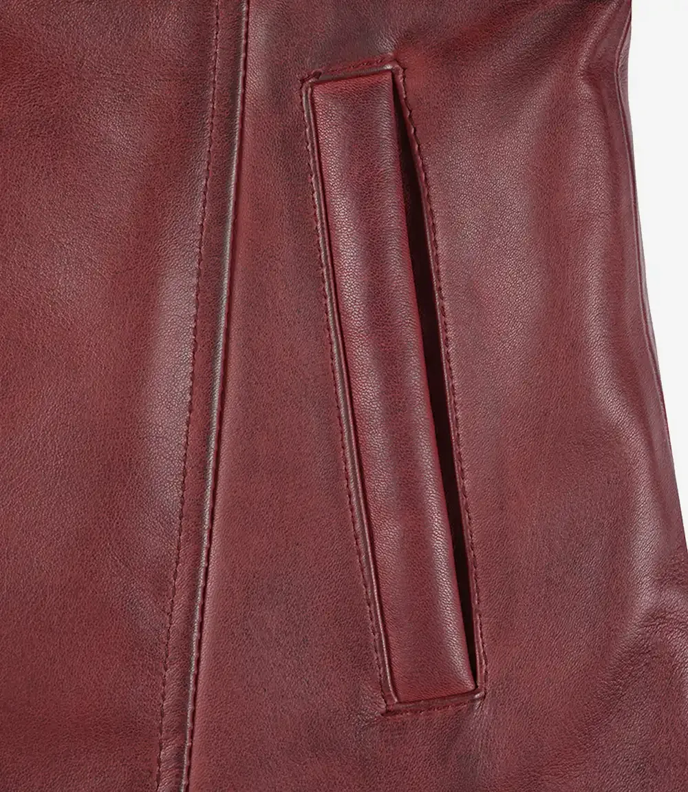 Womens Button Down Burgundy Leather Car Coat Womens Button Down Burgundy Leather Car Coat