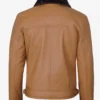 Men's Camel Brown Shearling Moto Leather Jacket