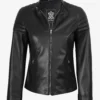 Carrie Black Leather Jacket for Women - Biker Style