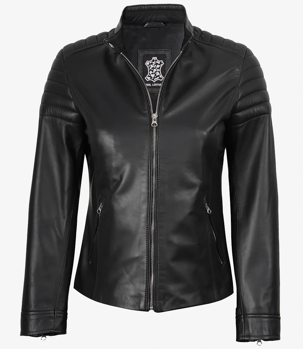 Carrie Black Leather Jacket for Women - Biker Style Carrie Black Leather Jacket for Women - Biker Style