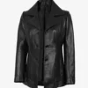 Bitonto Womens 3/4 Length Black Leather Coat