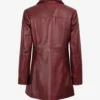 Womens Button Down Burgundy Leather Car Coat