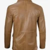 Mens Two Button Camel Brown Leather Blazer