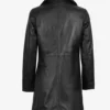 Women's 3/4 Length Black Leather Car Coat