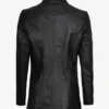Marsha Womens Black Leather Car Coat