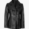 Bitonto Womens 3/4 Length Black Leather Coat