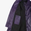 Women's 3/4 Length Button Down Purple Leather Coat