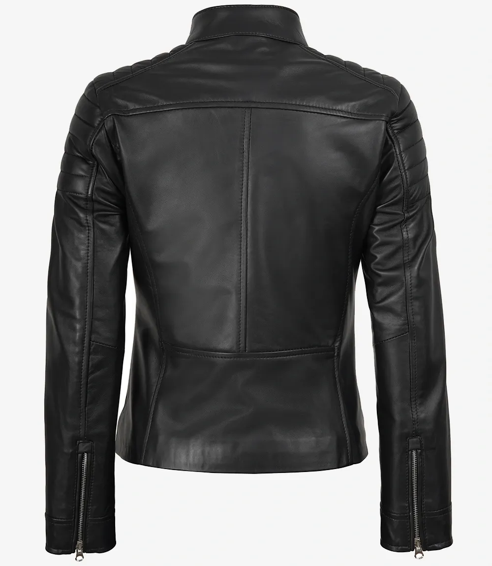 Carrie Black Leather Jacket for Women - Biker Style Carrie Black Leather Jacket for Women - Biker Style