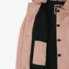 Women's Real Leather Pink Button Down Car Coat