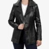 Bitonto Womens 3/4 Length Black Leather Coat
