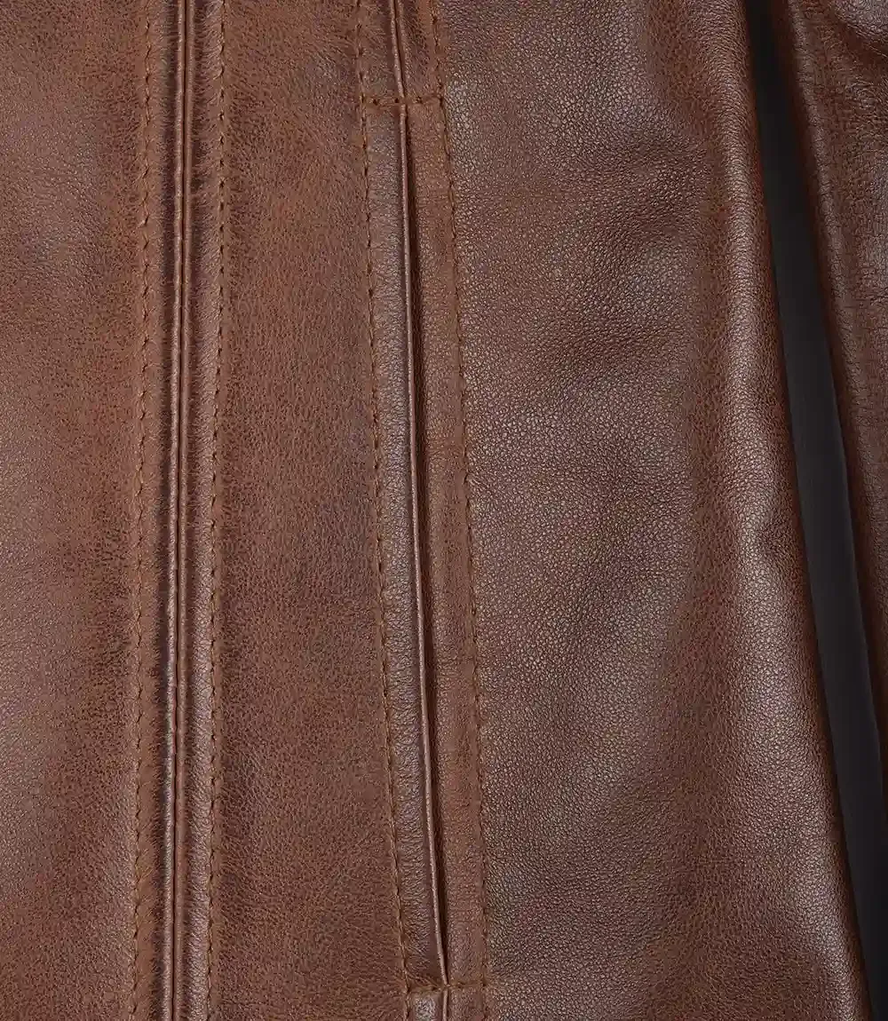 Women's Three Button Brown Leather Blazer Women's Three Button Brown Leather Blazer