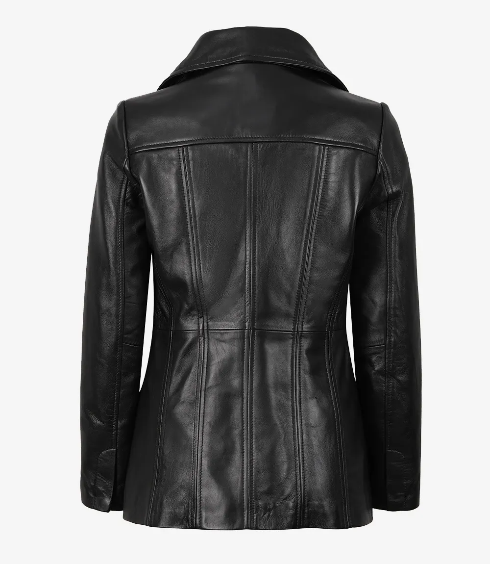 Bitonto Womens 3/4 Length Black Leather Coat Bitonto Womens 3/4 Length Black Leather Coat